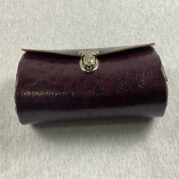 UNIQUE NO BRANDED WOMEN’S CYLINDER CROSSBODY BAG LITTLE PURSE COLOR: BURGUNDY - Picture 11 of 16